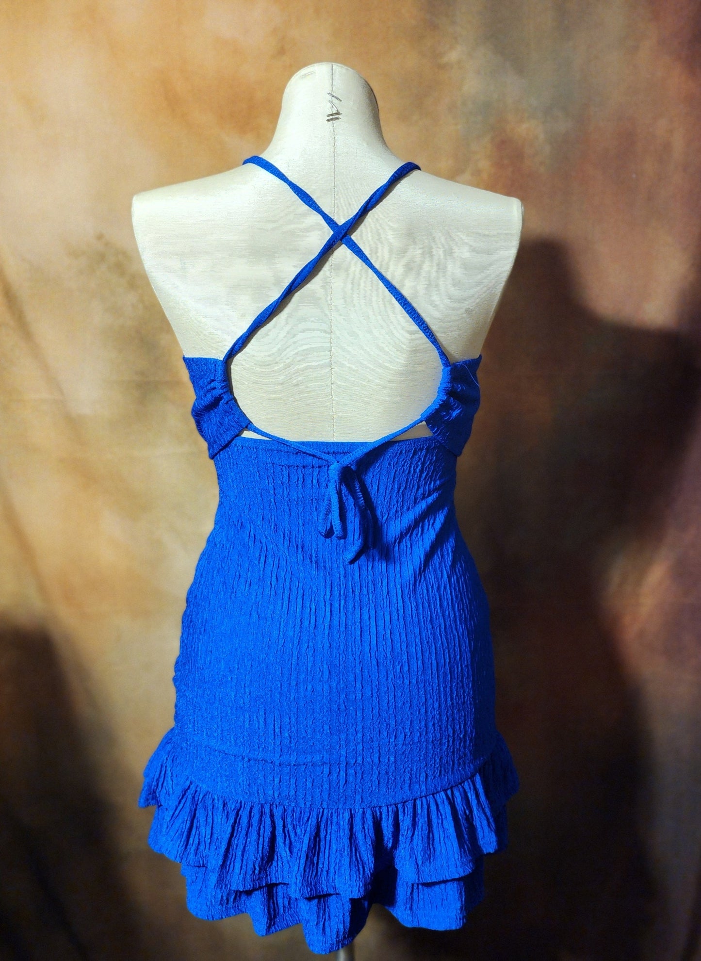 Textured Halter Mini Dress with Ruffle Hem Ju-Nel Fashion Boutique