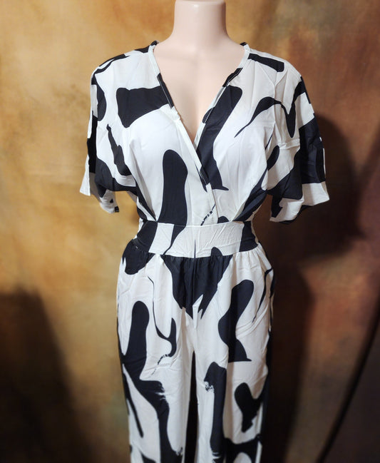 Abstract Print Wide-Leg Jumpsuit Ju-Nel Fashion Boutique