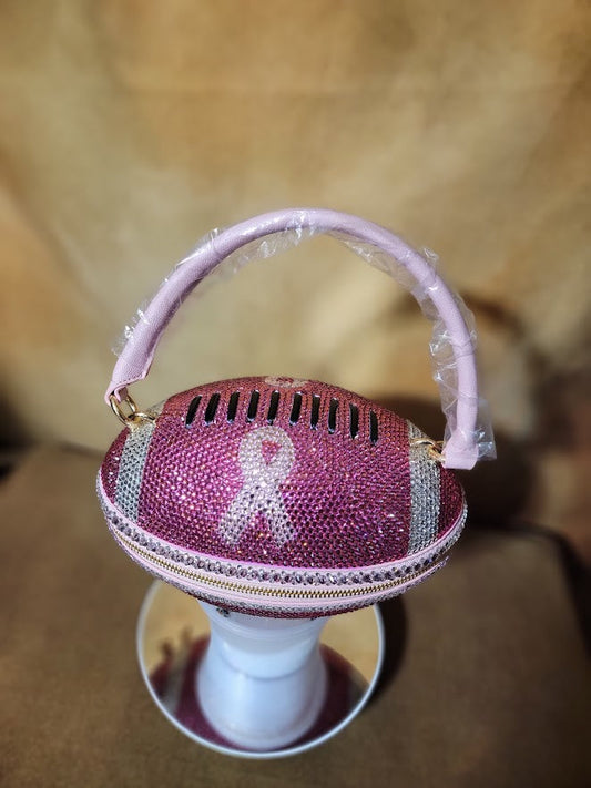 Pink & Crystal Handcrafted Rhinestone Crossbody Football Purse Ju-Nel Fashion Boutique