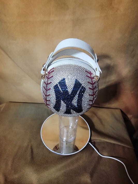 Handcrafted Rhinestone Crossbody Red, Blue & Crystal Baseball Purse Ju-Nel Fashion Boutique