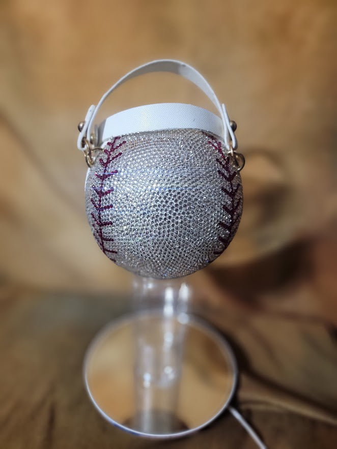 Handcrafted Rhinestone Crossbody Red, Blue & Crystal Baseball Purse Ju-Nel Fashion Boutique