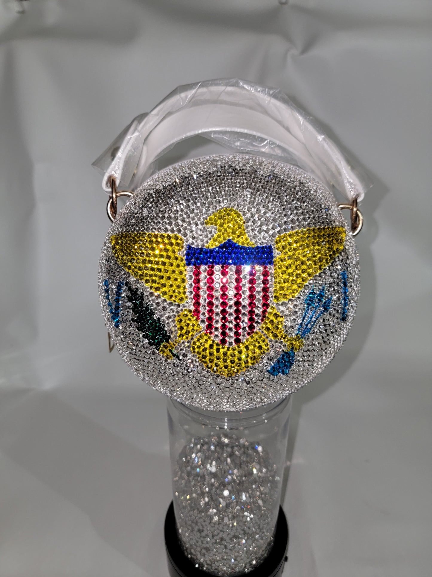 Handcrafted Virgin Island Flag Crossbody Rhinestone Purse