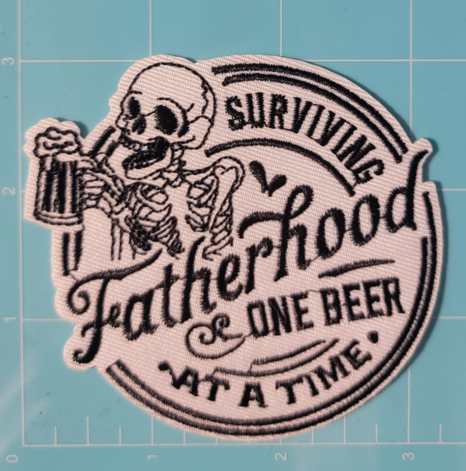 Father Hood One Beer At A Time Iron on Patch Ju-Nel Fashion Boutique