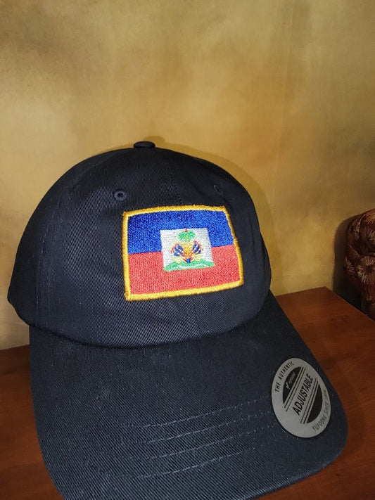 Black Unstructured Haitian Flag Cap Ju-Nel Fashion Boutique