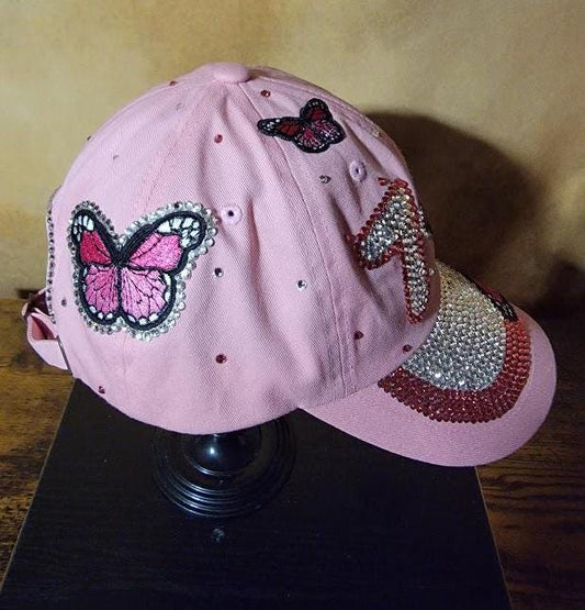 Pink 78 Free Style Rhinestone Hope Unstructured Cap Ju-Nel Fashion Boutique