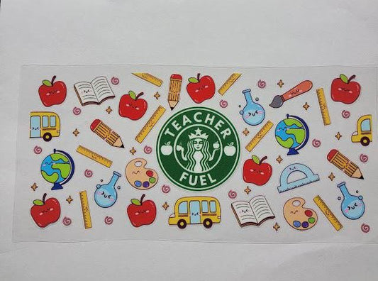 UVDTF Teacher Fuel 16oz Libbey Cup Wrap Ju-Nel Fashion Boutique