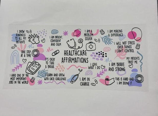 UVDTF Healthcare Affirmations 16oz Libbey cup wraps Ju-Nel Fashion Boutique
