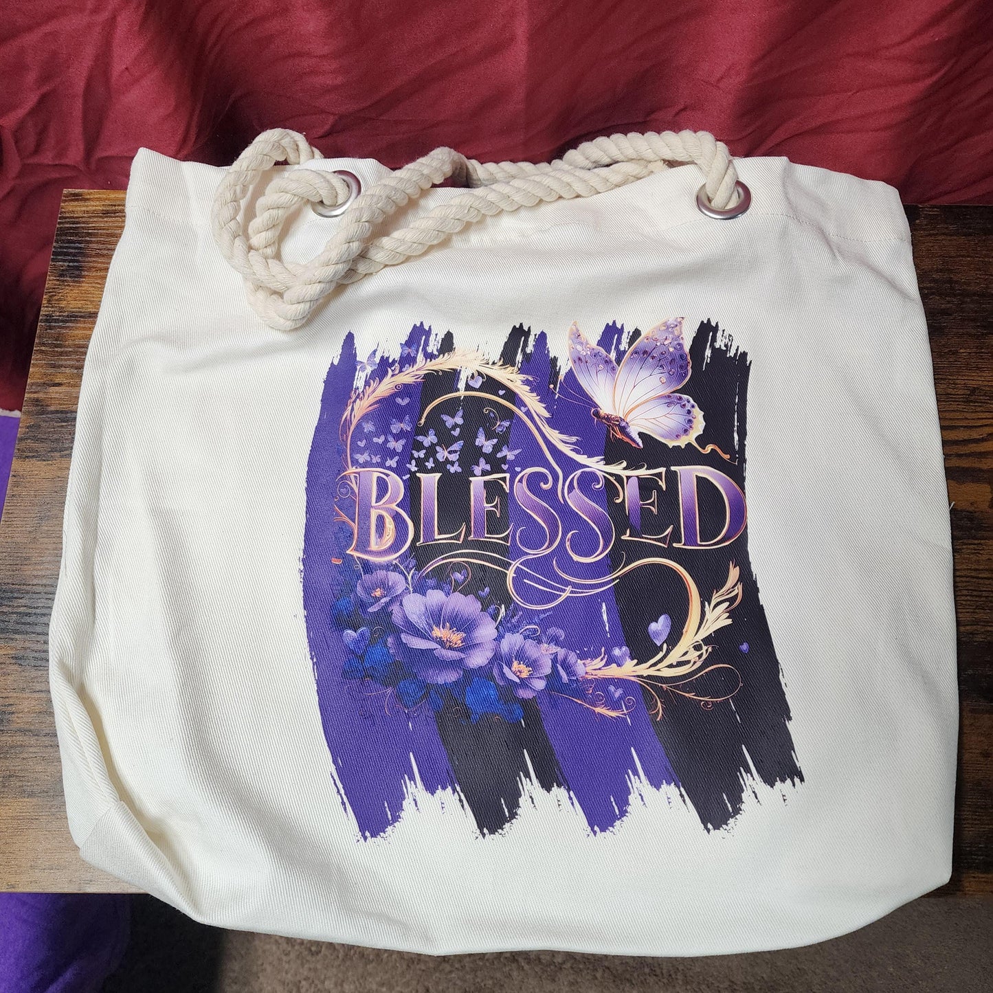 Purple Butterfly Tote bag Ju-Nel Fashion Boutique