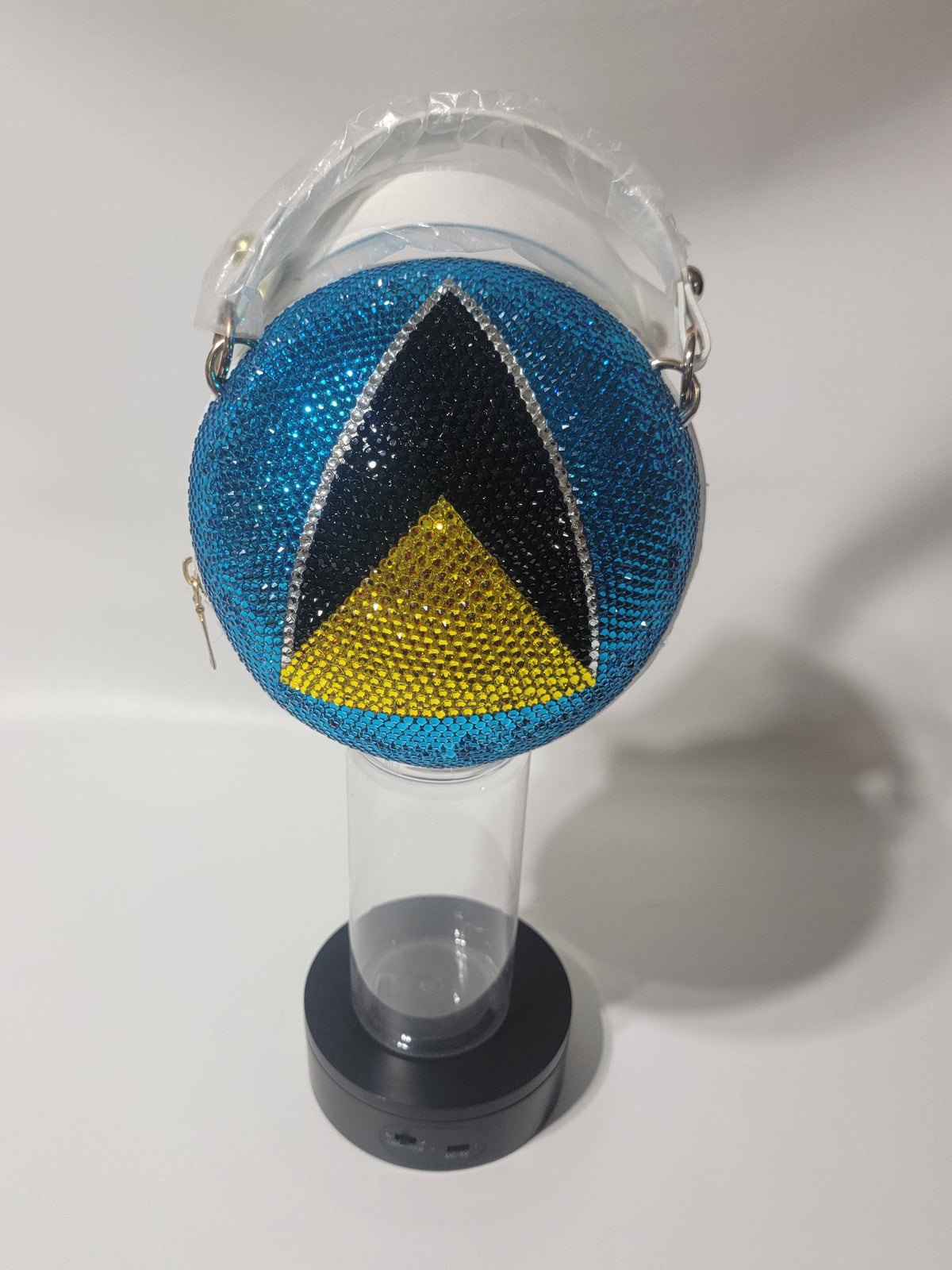 Handcrafted Saint Lucia Flag Crossbody Rhinestone Purse