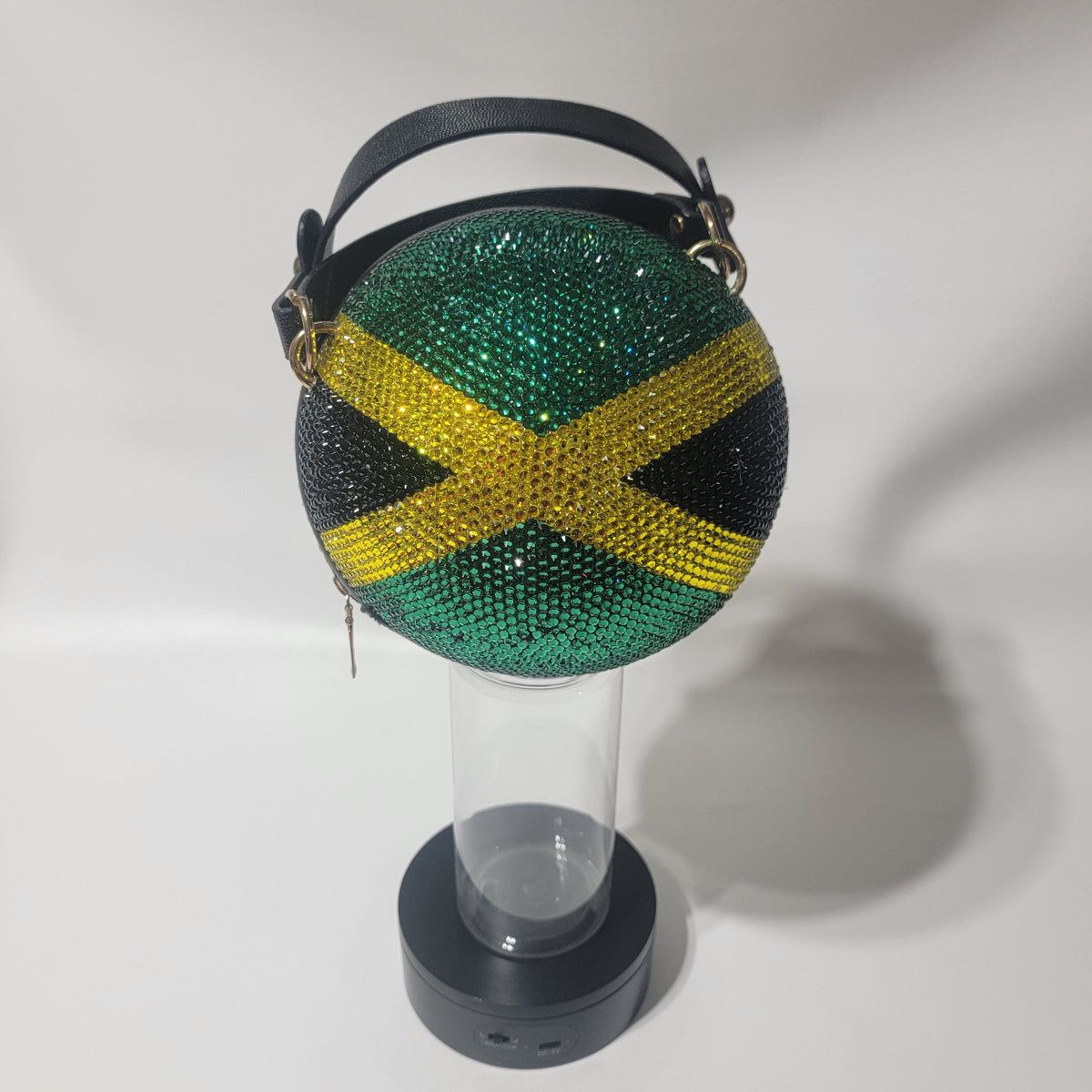 Handcrafted Jamaican Flag Cross Body Rhinestone Purse