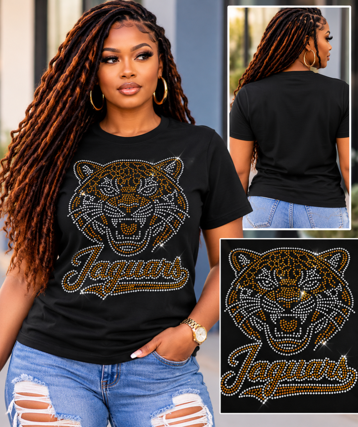 Jaguars Rhinestone Ladies Cut t-shirt