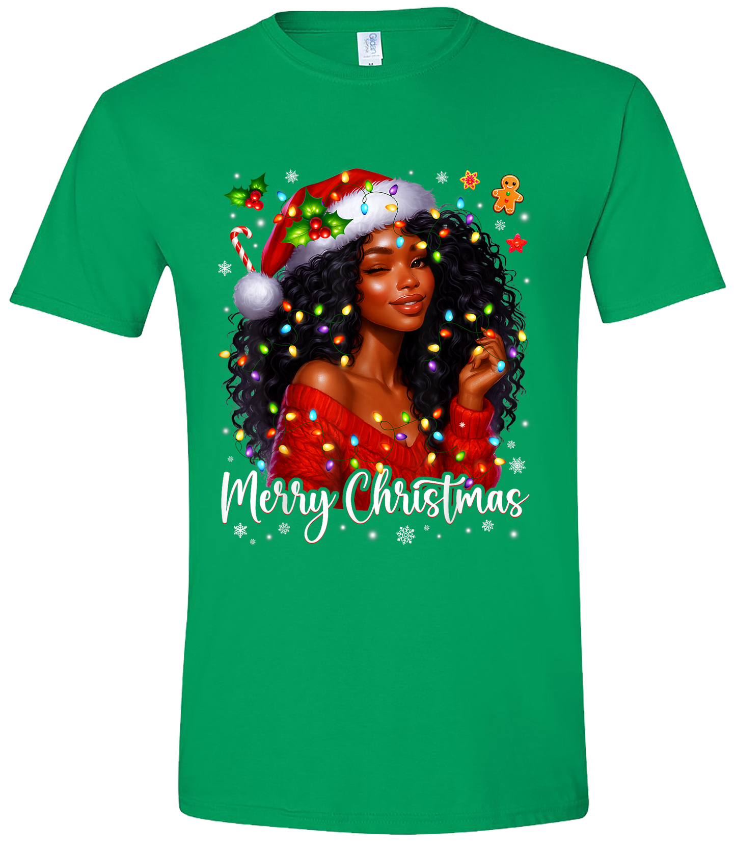 Merry Christmas Black Girl Magic Holiday Tee – Festive Lights Edition Ju-Nel Fashion Boutique