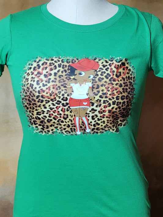 Green Ladies Cut Betty Boop Graphic T-shirt