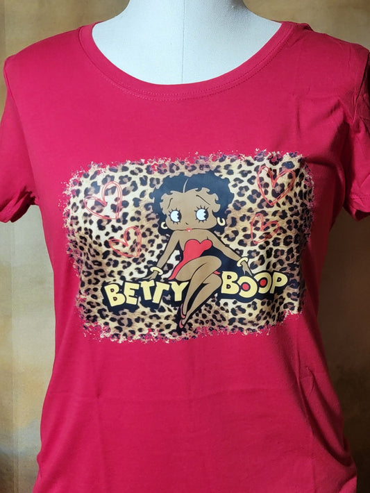 Red Ladies Cut Betty Boop Graphic T-shirt