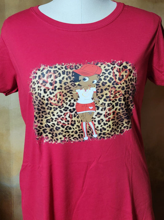 Red Ladies Cut Betty Boop Graphic T-shirt