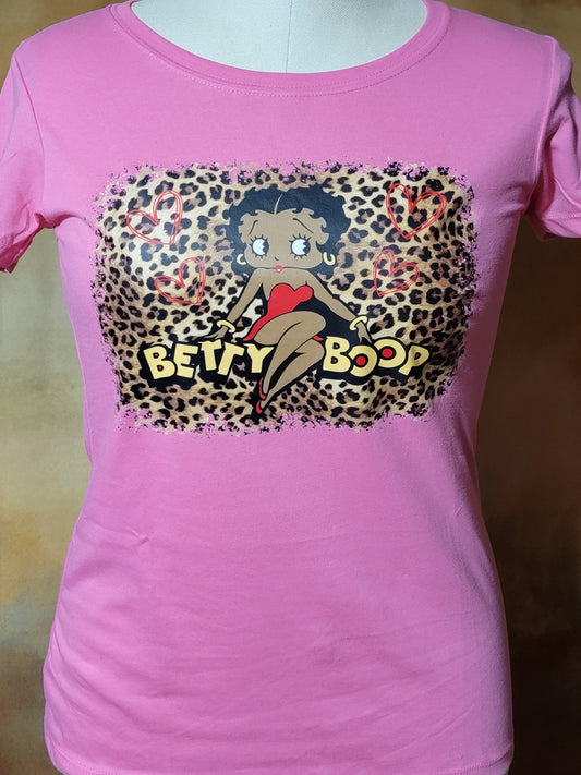 Pink Ladies Cut Betty Boop Graphic T-shirt