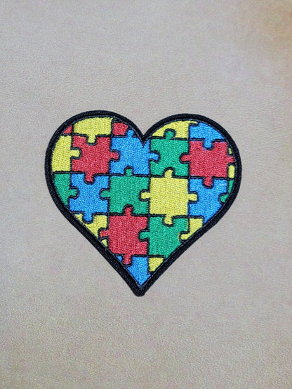 Autism Awareness Heart Shaped 3x2.50 inch Embroidered Iron on Patch - Ju-Nel Fashion Boutique