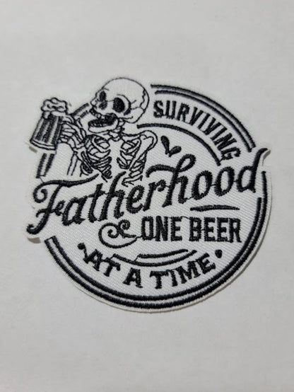 Father Hood One Beer At A Time Iron on Patch Ju-Nel Fashion Boutique
