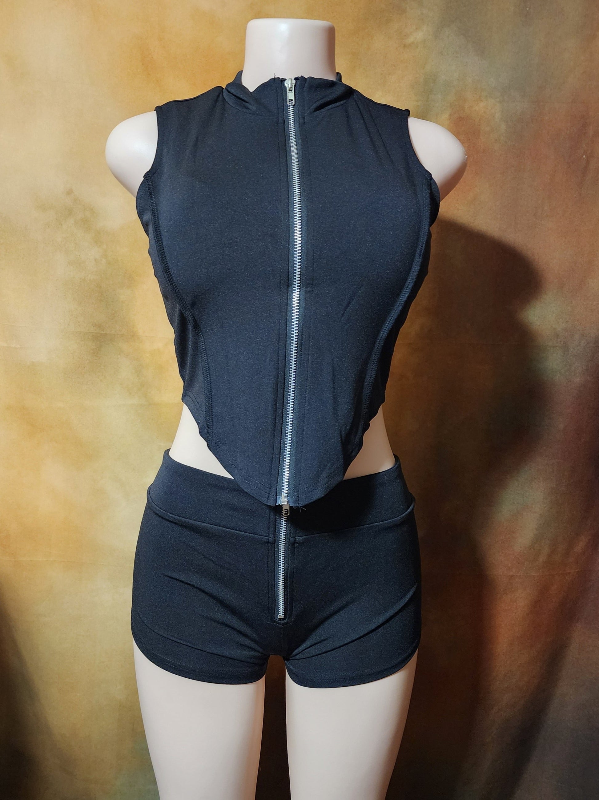 Women's Sleeveless Zip-Up Crop & Shorts Set Ju-Nel Fashion Boutique
