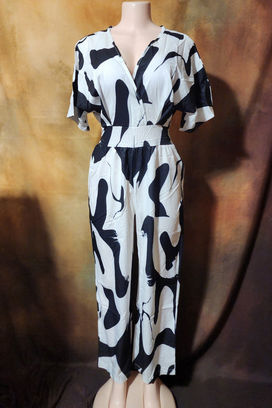 Abstract Print Wide-Leg Jumpsuit Ju-Nel Fashion Boutique