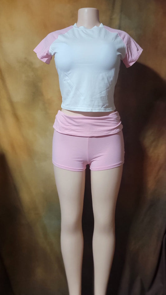 Chic Block Crop Top High-Waisted Shorts Set Ju-Nel Fashion Boutique