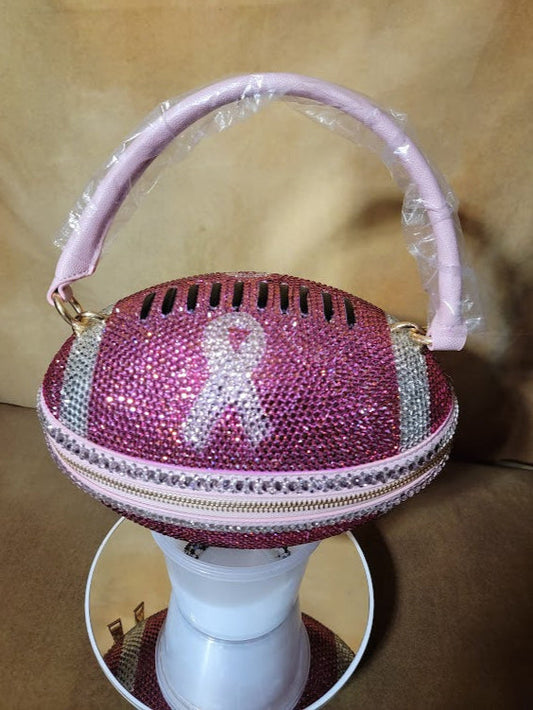 Pink & Crystal Handcrafted Rhinestone Crossbody Football Purse Ju-Nel Fashion Boutique