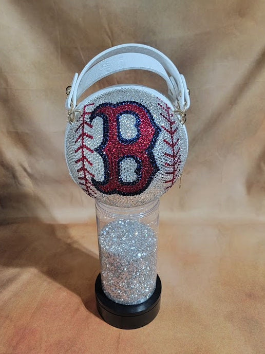 Handcrafted Rhinestone Crossbody Red, Blue & Crystal Baseball Purse