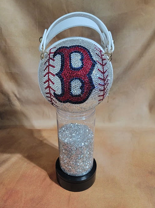 Handcrafted Rhinestone Crossbody Red, Blue & Crystal Baseball Purse