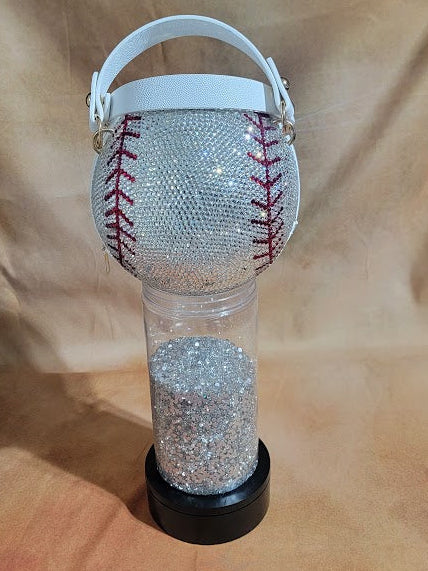 Handcrafted Rhinestone Crossbody Crystal & Red Baseball Purse