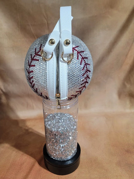Handcrafted Rhinestone Crossbody Red, Blue & Crystal Baseball Purse