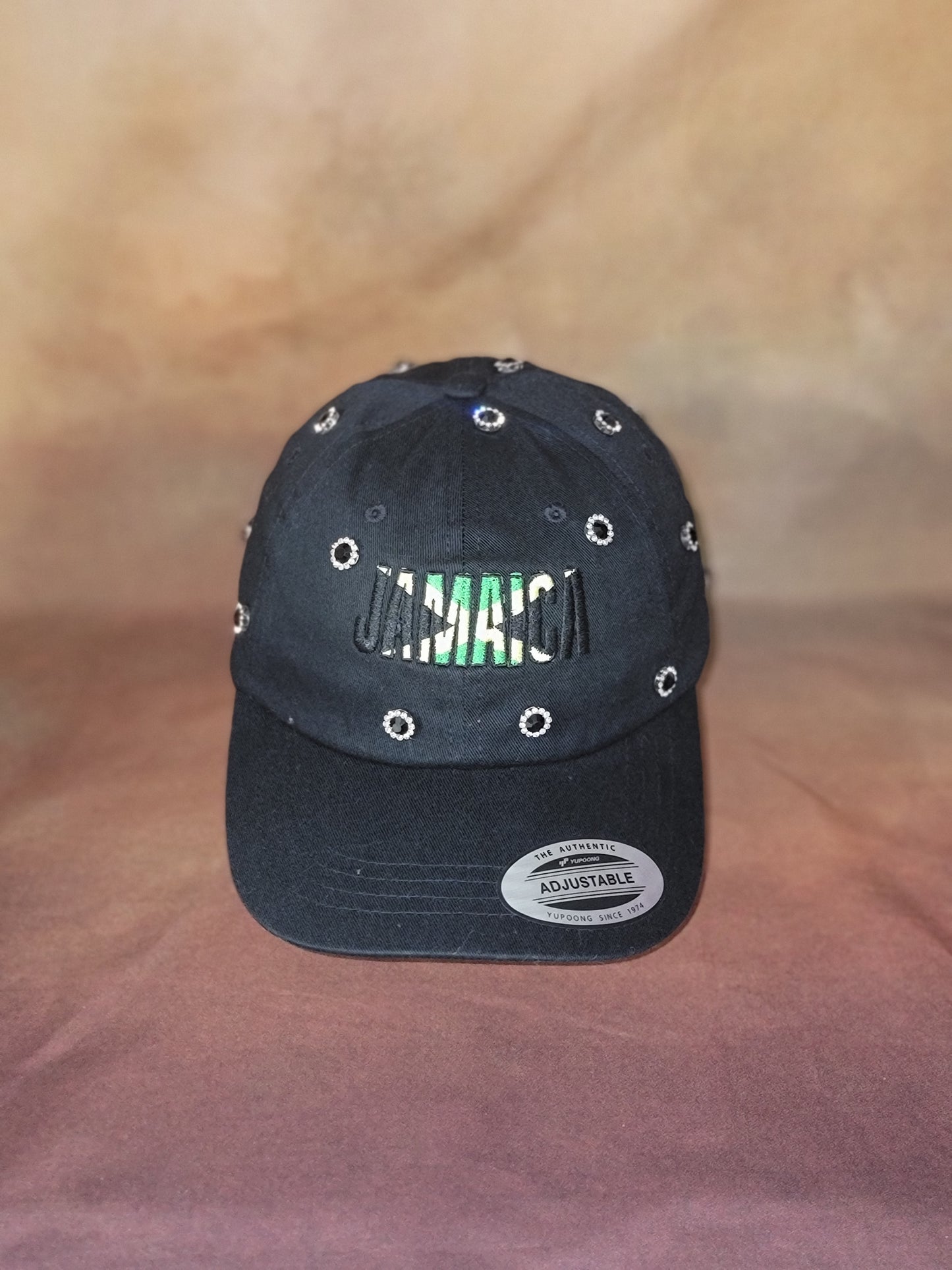 JAMAICA Rhinestone Adjustable Unstructured Cap
