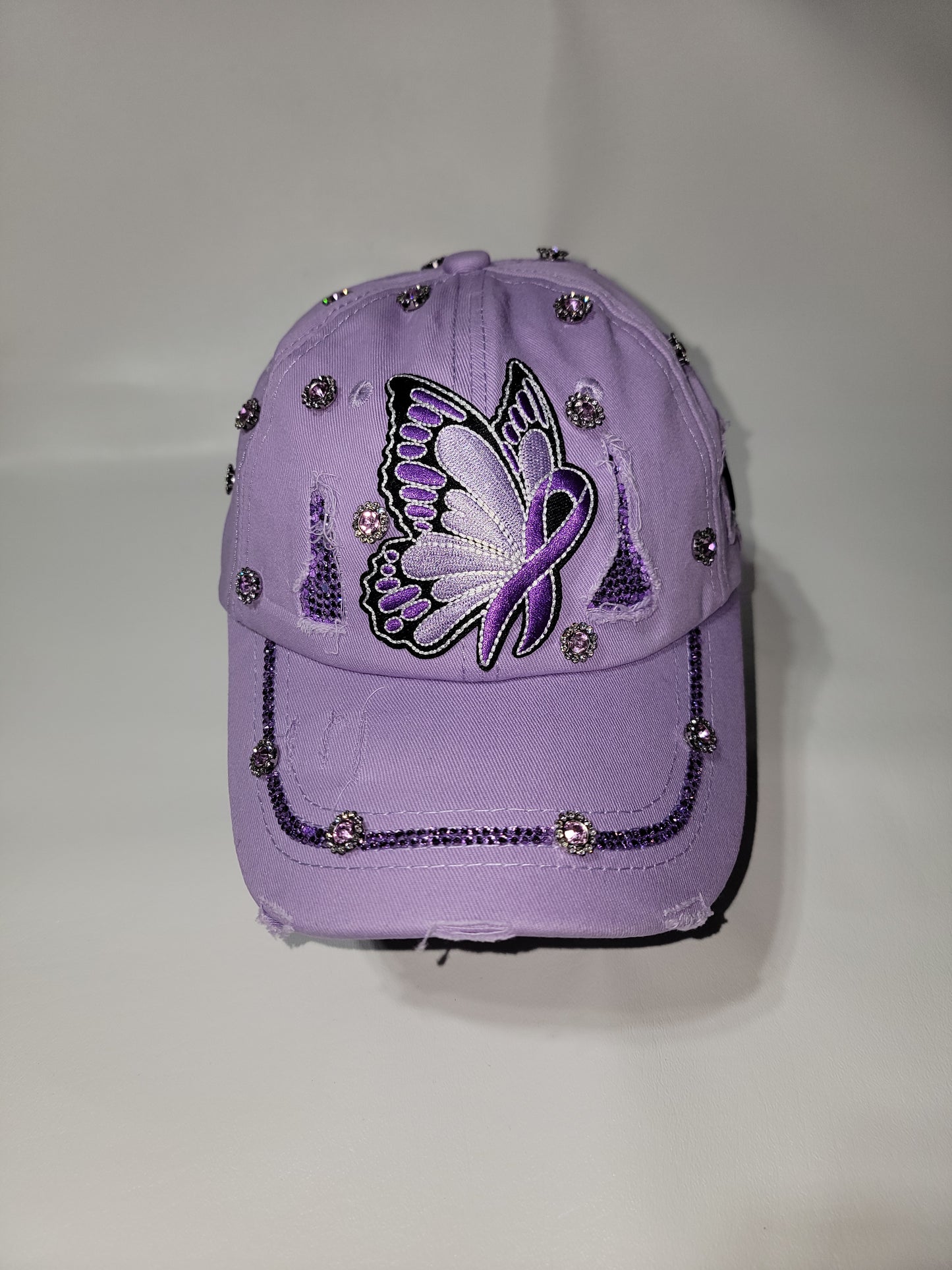 Purple Butterfly Awareness Distressed Cap