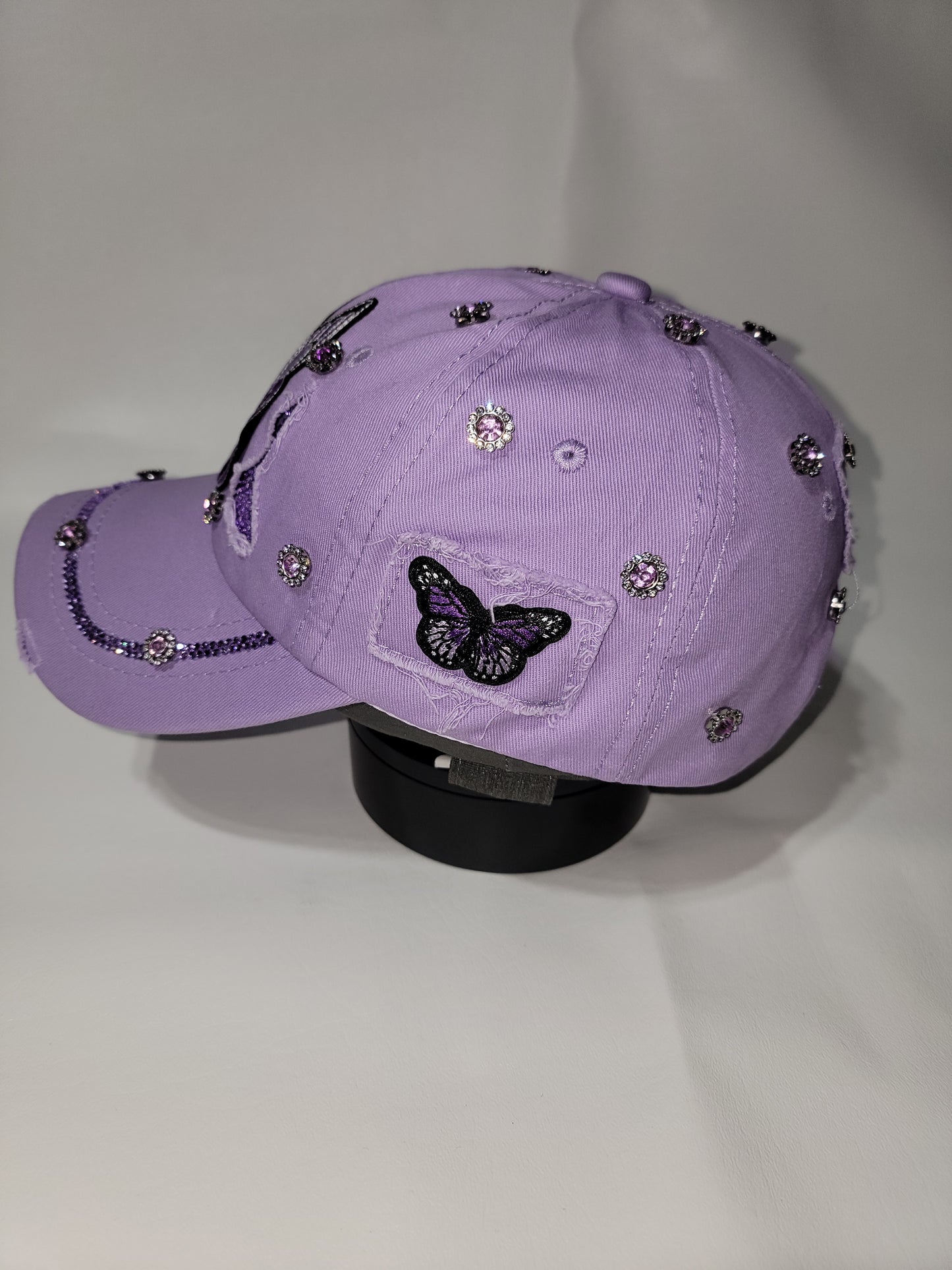 Purple Butterfly Awareness Distressed Cap