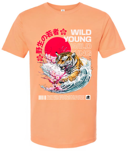 Wild Young Tiger Wave Graphic T-Shirt