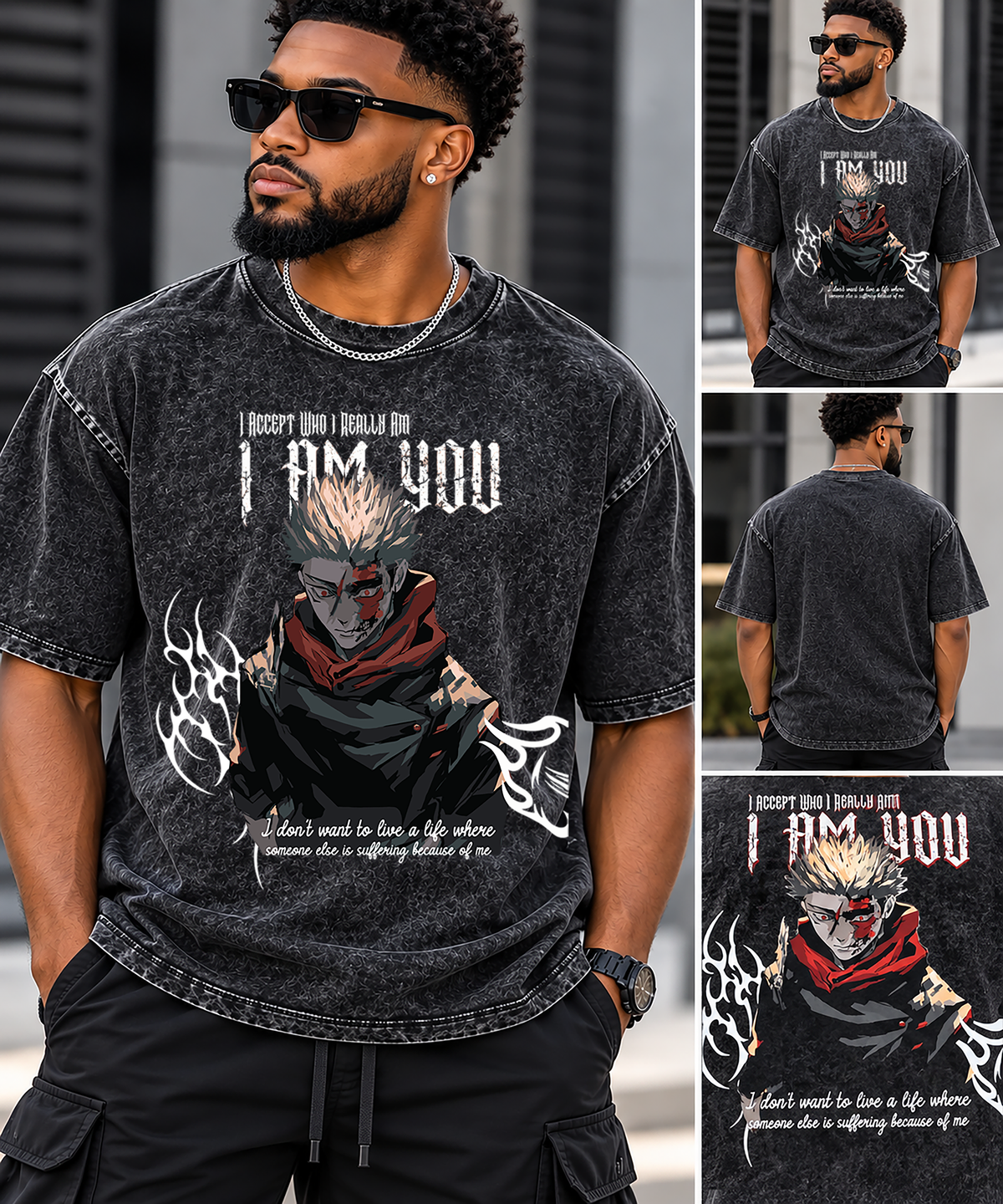 Vintage Anime Graphic T-Shirt – Oversized Washed Streetwear Tee