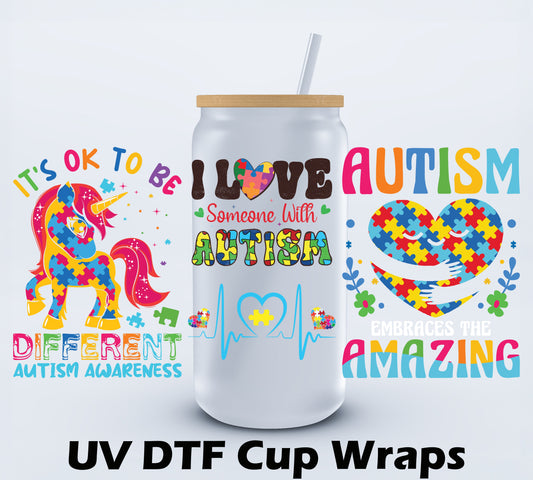 Autism Awareness Libbey Cup Wrap 16oz Ju-Nel Fashion Boutique