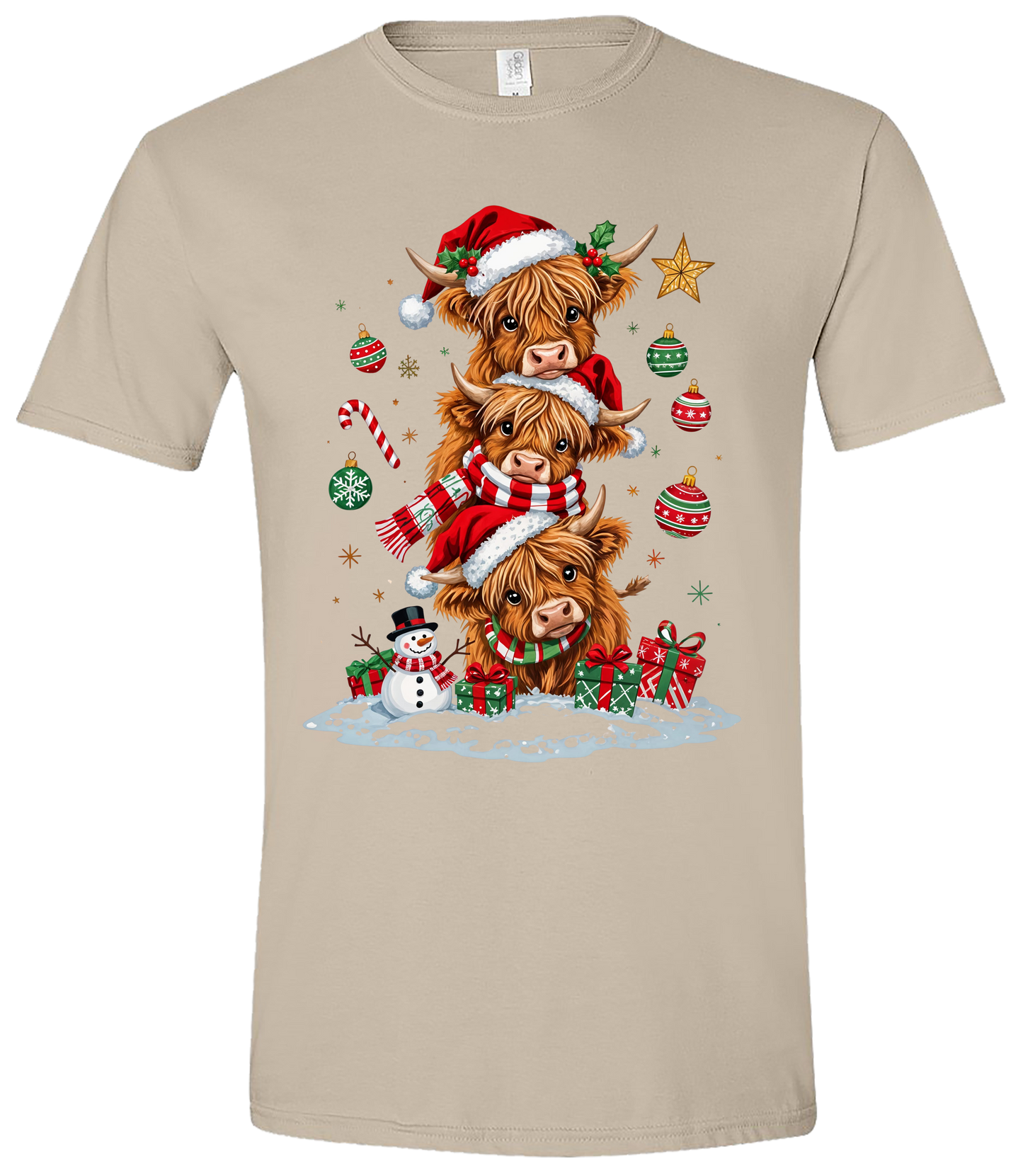 Christmas Highland Cow Stack Tee – Cute Holiday Farmhouse Christmas Shirt Ju-Nel Fashion Boutique