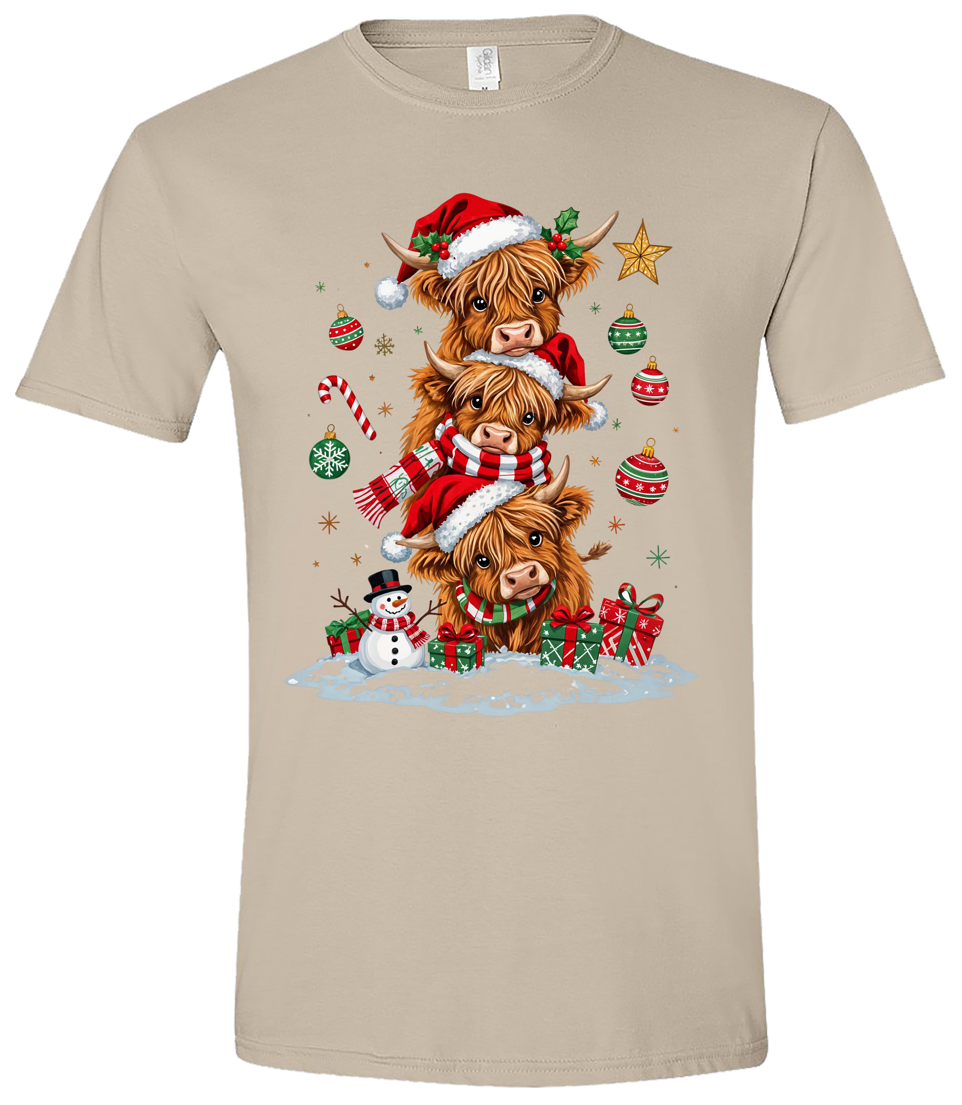 Christmas Highland Cow Stack Tee – Cute Holiday Farmhouse Christmas Shirt Ju-Nel Fashion Boutique