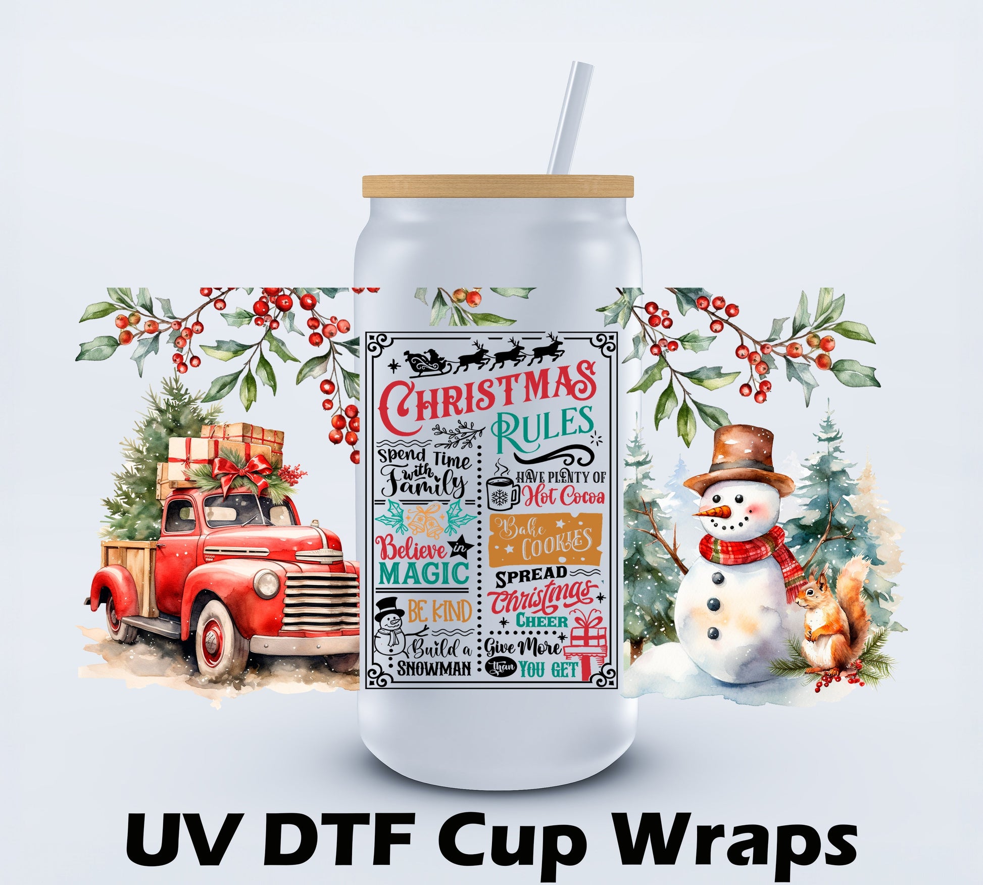 UVDTF Christmas Rules 16oz Libby Cup wrap (Copy) Ju-Nel Fashion Boutique