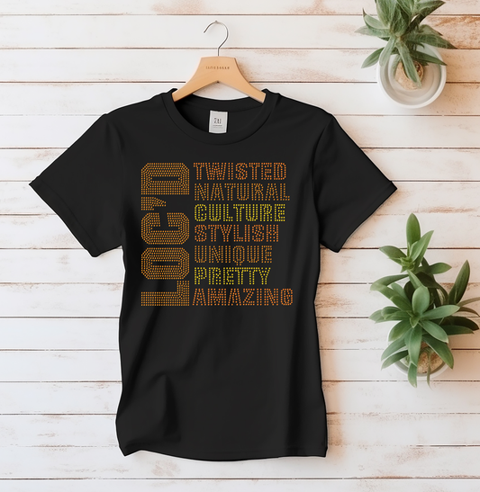 LOCD Rhinestone T-Shirt | Twisted Natural Culture Tee | Locs Hair Pride Shirt | Bling Statement Graphic Tee