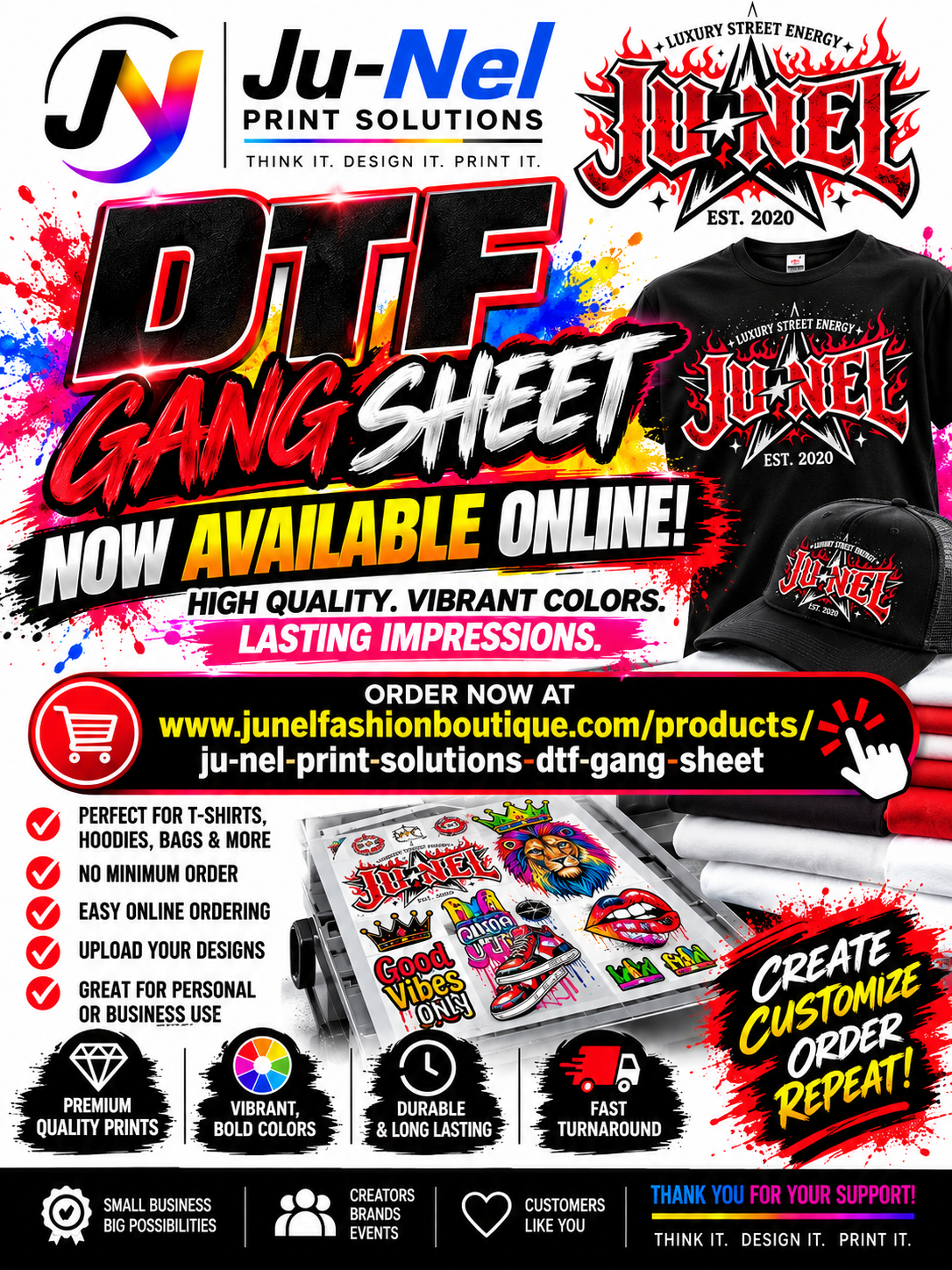 Ju-Nel Print Solutions DTF Gang sheet Linear inch