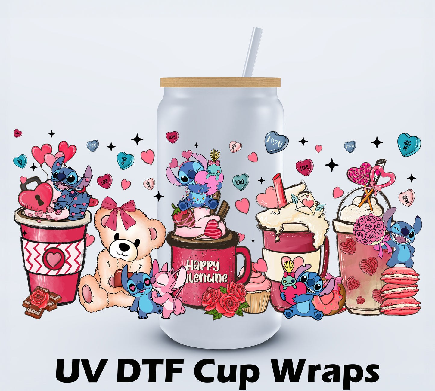 UVDTF Stitch Happy Valentine Libbey Cup Wrap 16oz