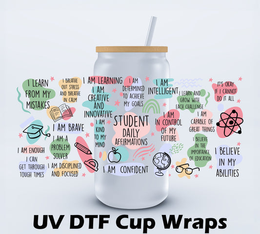 UVDTF Student Daily Affirmations 16oz Libby Cup wrap Ju-Nel Fashion Boutique