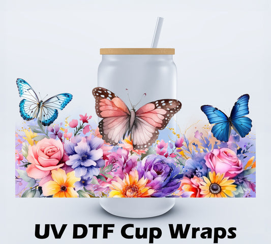 Butterflies And Flowers Libbey Cup Wrap 16oz Ju-Nel Fashion Boutique