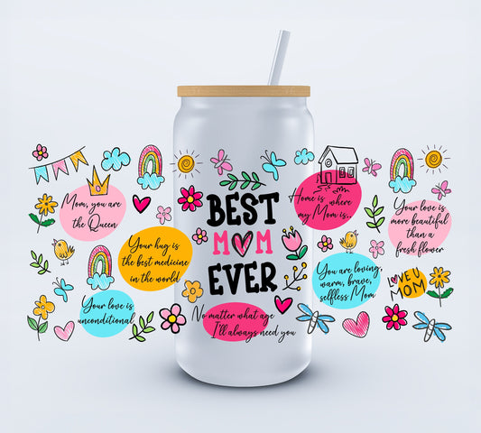 UVDTF Best Mom Ever 16oz Libbey cup wraps Ju-Nel Fashion Boutique