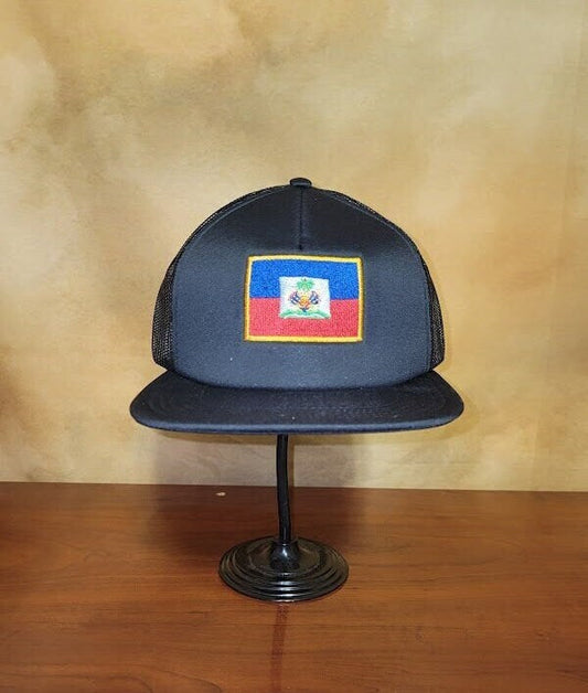 Black Trucker Cap Haitian Flag Ju-Nel Fashion Boutique