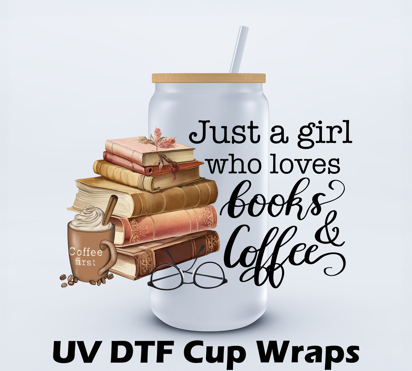 UVDTF Book and Coffee 7x4 inch Decal Ju-Nel Fashion Boutique