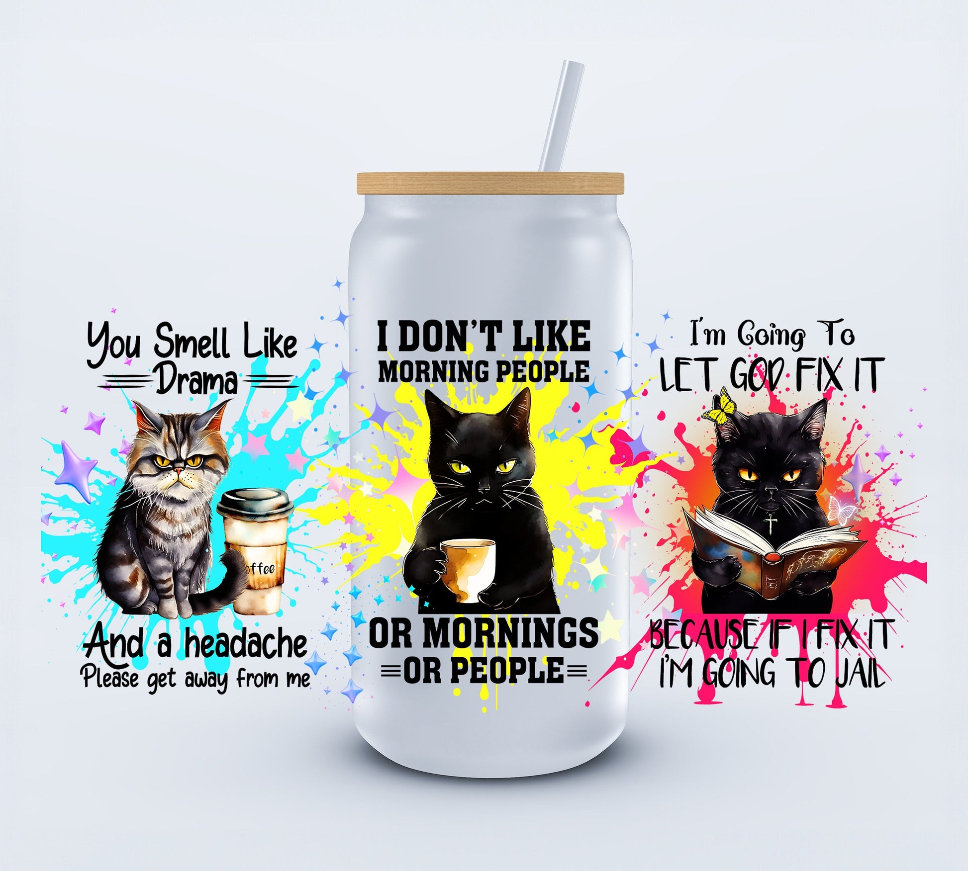 UVDTF Kitty 16oz Libbey cup wraps Ju-Nel Fashion Boutique