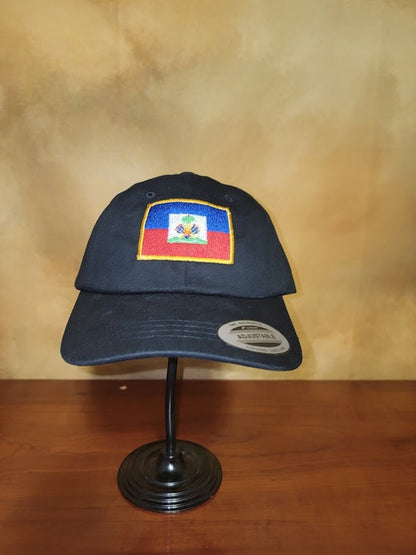 Black Unstructured Haitian Flag Cap Ju-Nel Fashion Boutique