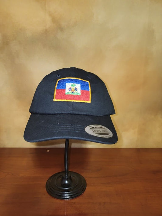 Black Unstructured Haitian Flag Cap Ju-Nel Fashion Boutique